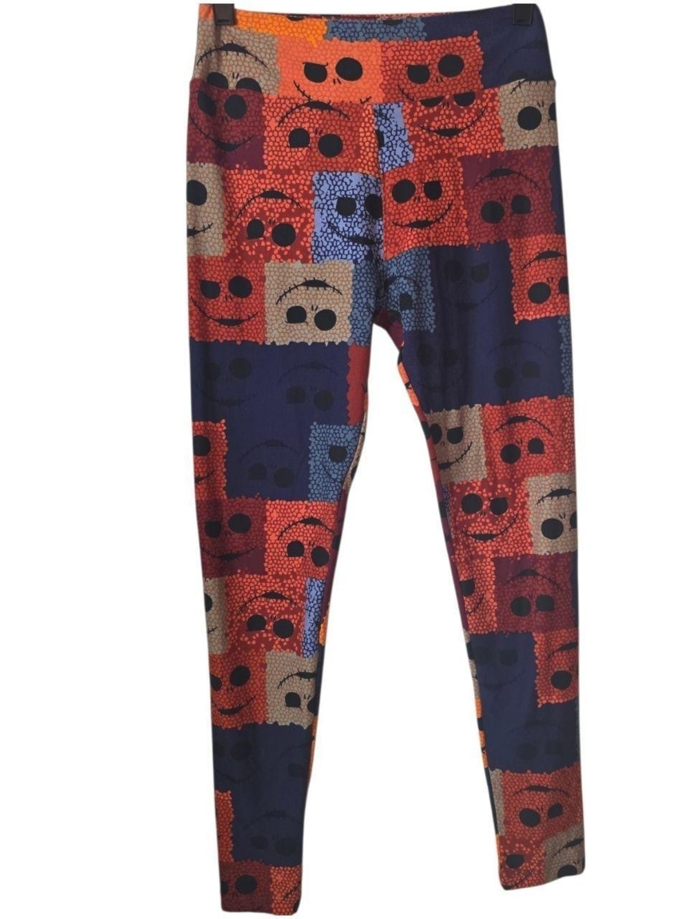 LuLaRoe Leggings in Navy, Red, Tan & Blue Skull Patchwork